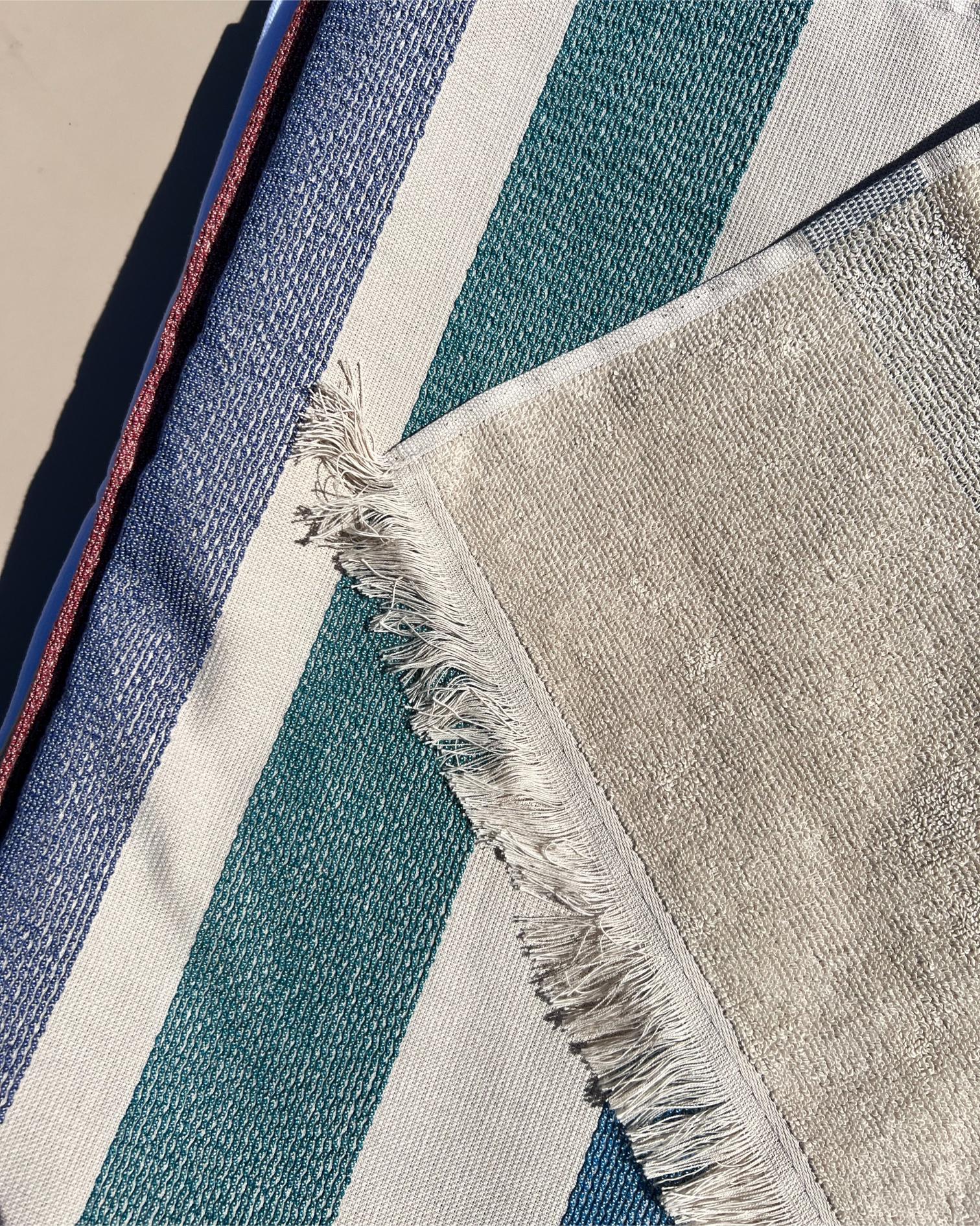 Mia Zia - Linge de Plage Haut de Gamme - Fouta Handdoek - De "Blauwe" Thema Ficelle achtergrond