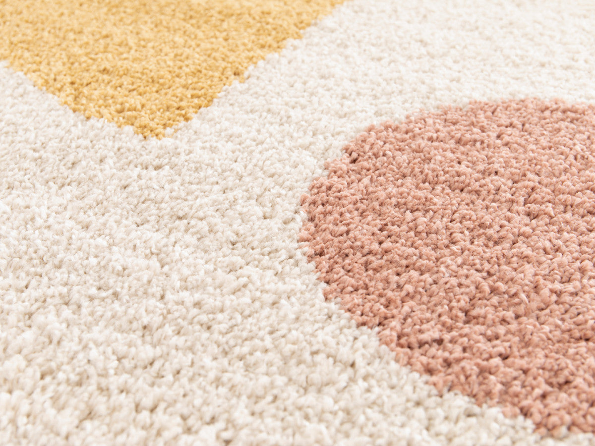 ADELINE vloerkleed met halflang haar abstract motief - Geel