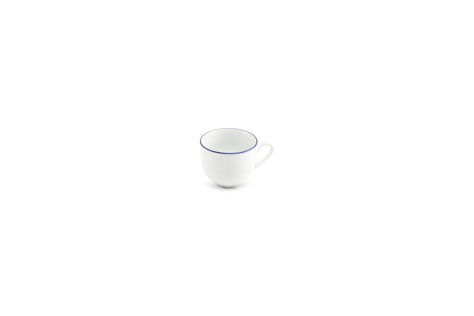 S&P - Basic White Mokkakop 10cl blue rim Basic White - 1 SET - 6 stuks
