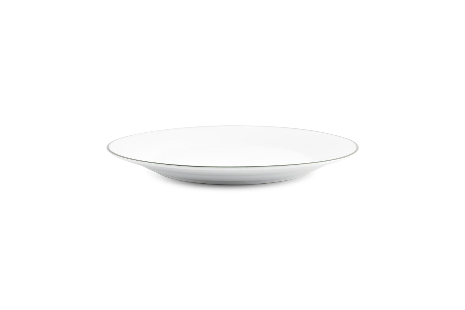 S&P - Basic White Plat bord 24cm green rim Basic White - 1 SET - 6 stuks