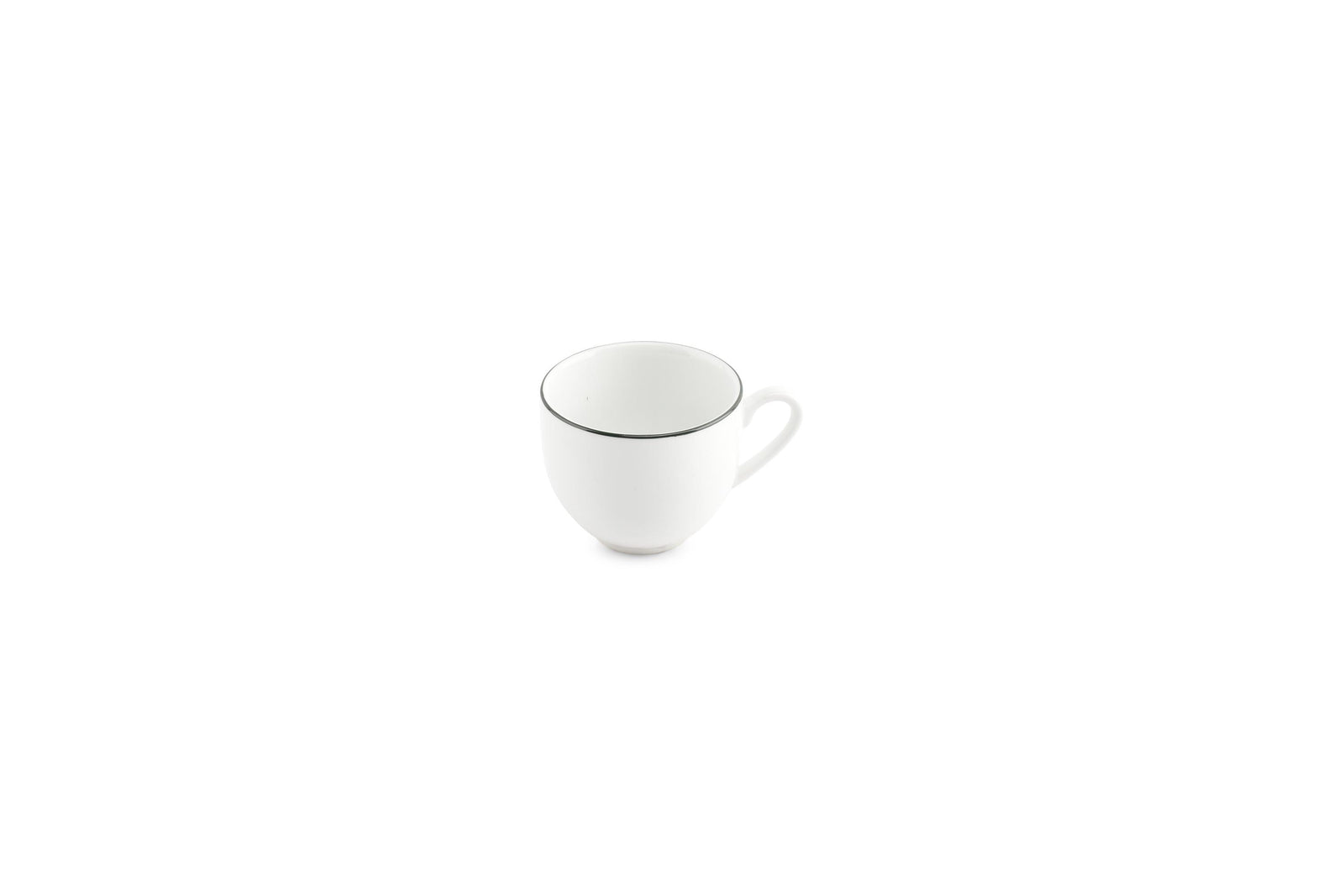 S&P - Basic White Mokkakop 10cl green rim Basic White - 1 SET - 6 stuks