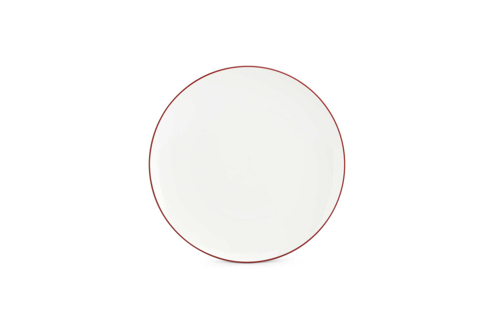S&P - Basic White Plat bord 24cm coupe burgundy rim Basic White - 1 SET - 4 stuks