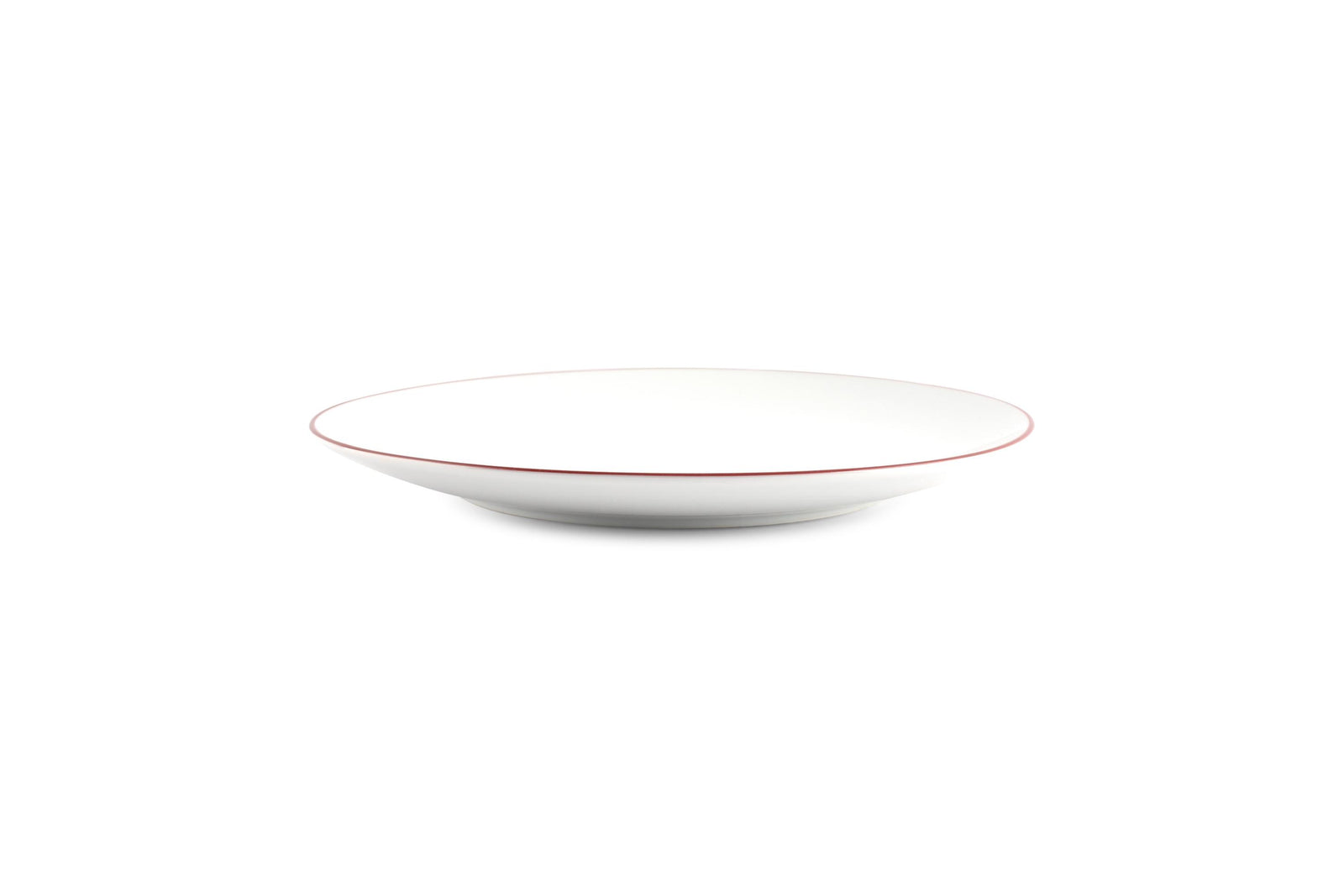 S&P - Basic White Plat bord 24cm coupe burgundy rim Basic White - 1 SET - 4 stuks
