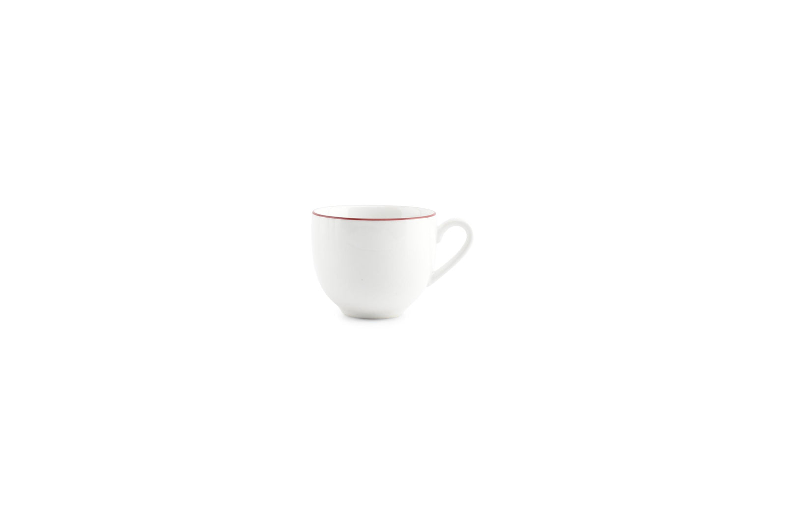 S&P - Basic White Mokkakop 10cl burgundy rim Basic White - 1 SET - 6 stuks