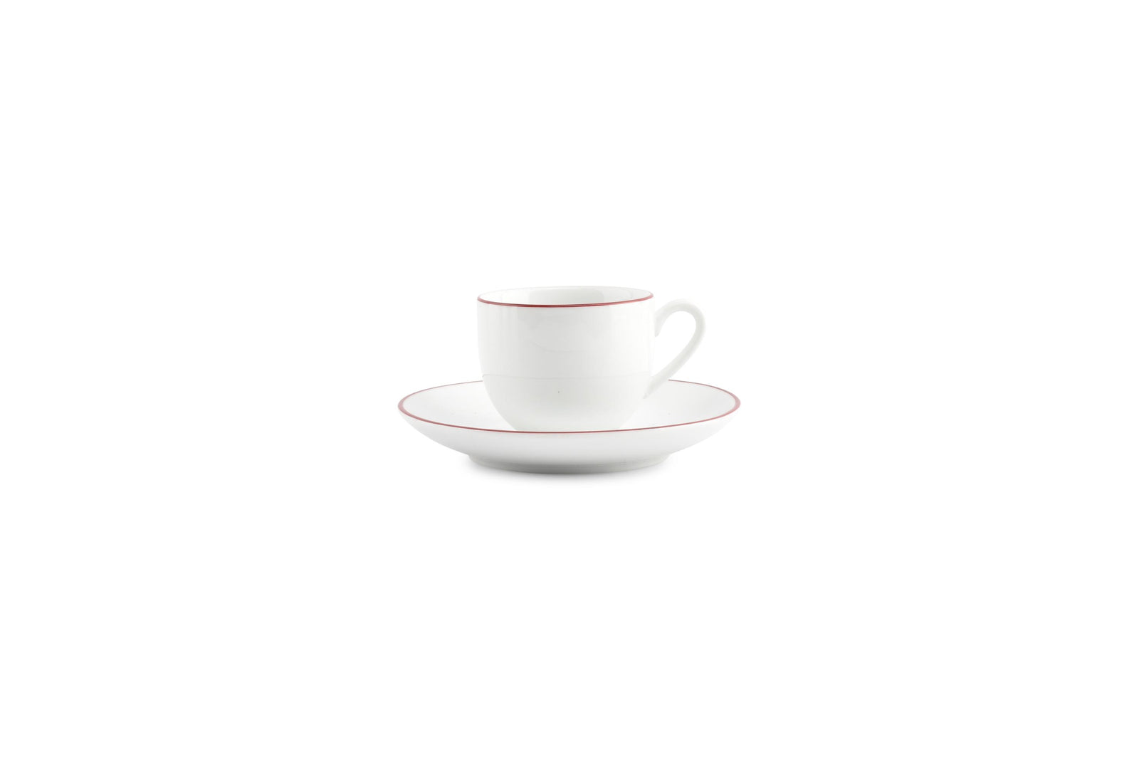 S&P - Basic White Mokkaschotel 12,5cm burgundy rim Basic White - 1 SET - 6 stuks