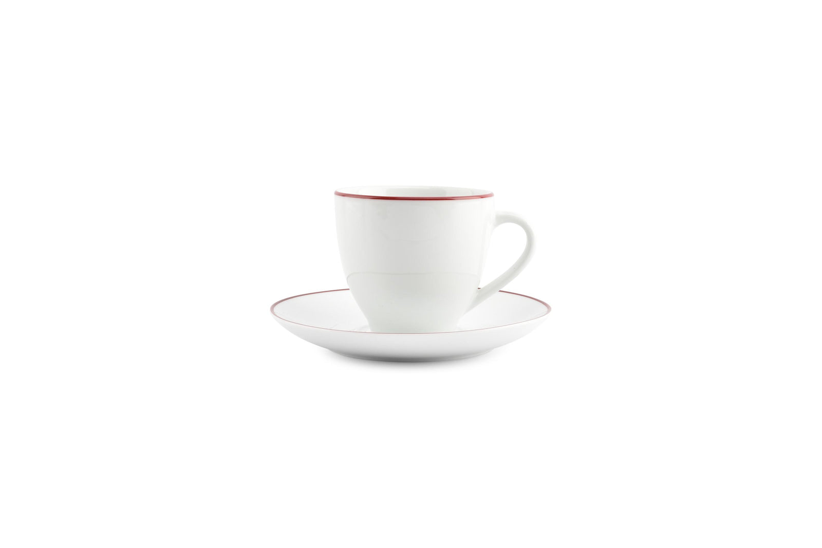 S&P - Basic White Kop 20cl burgundy rim Basic White - 1 SET - 6 stuks