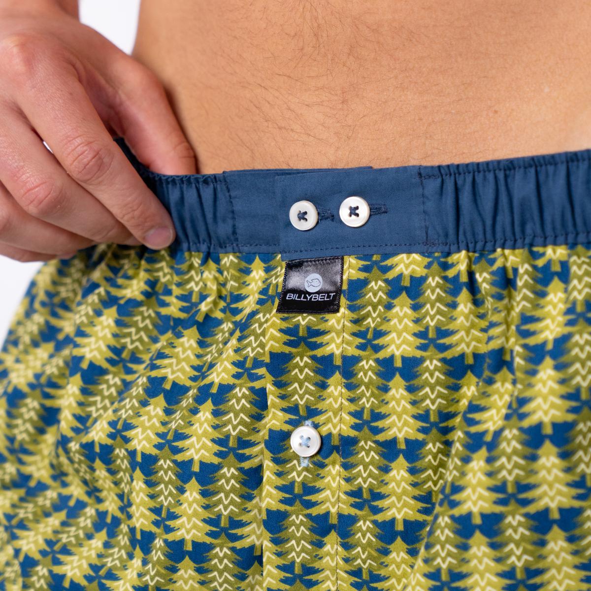 Wijde boxershort van 100% biologisch katoen - Pine forest - Geel