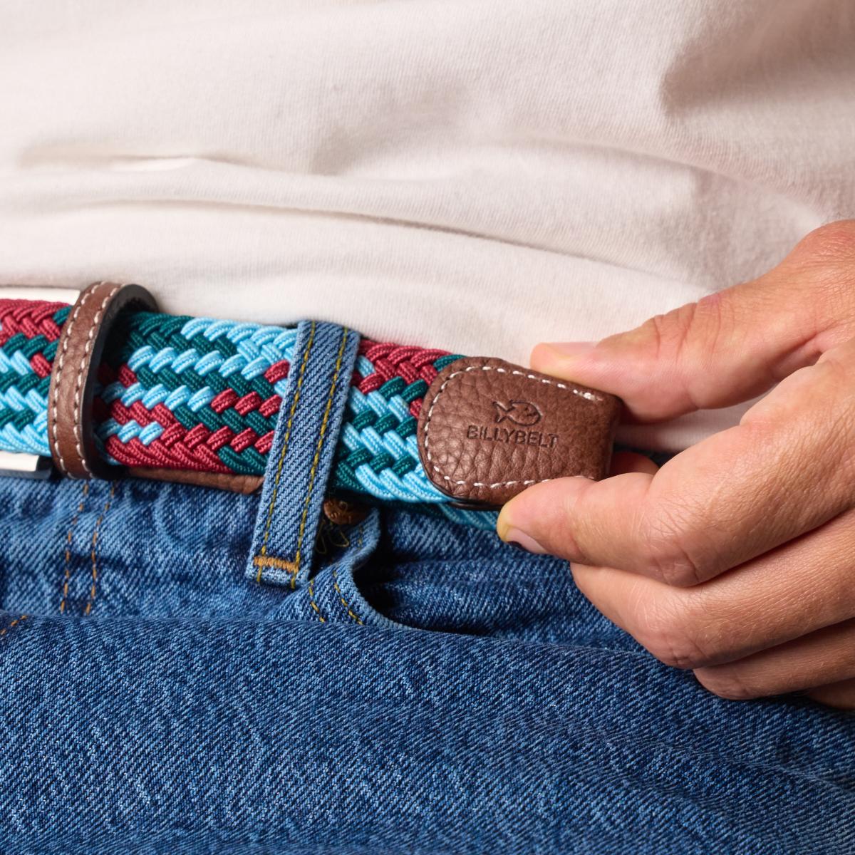 Ceinture tressée élastique multicolore - Vancouver - Bleu
