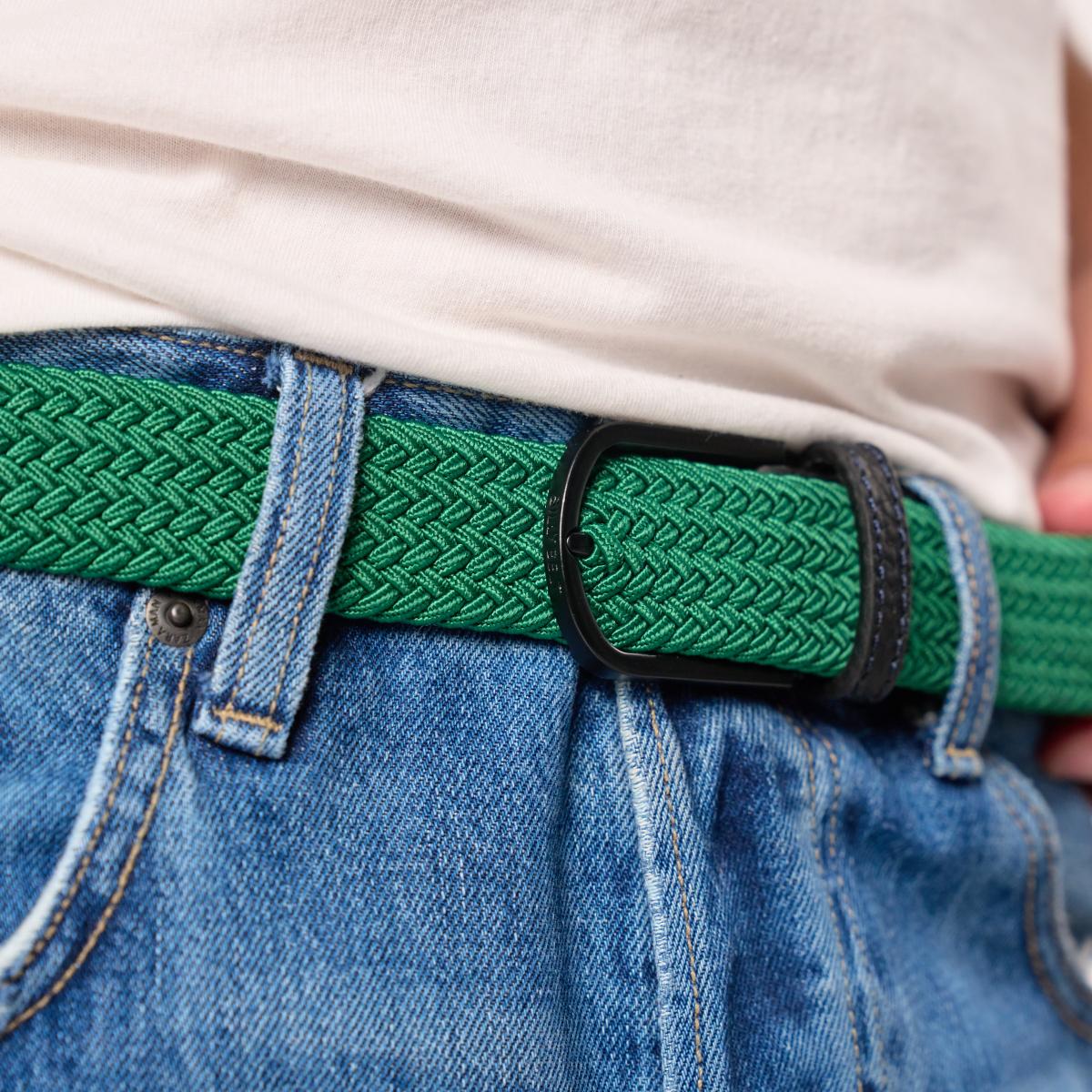 Ceinture tressée unie - Vert émeraude