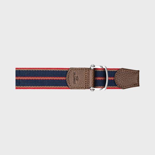 Meerkleurige stoffen riem - Blauw en rood - Bruin