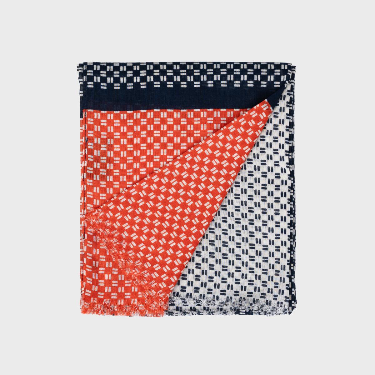 Sjaal van biologisch katoen - Blauw en rood