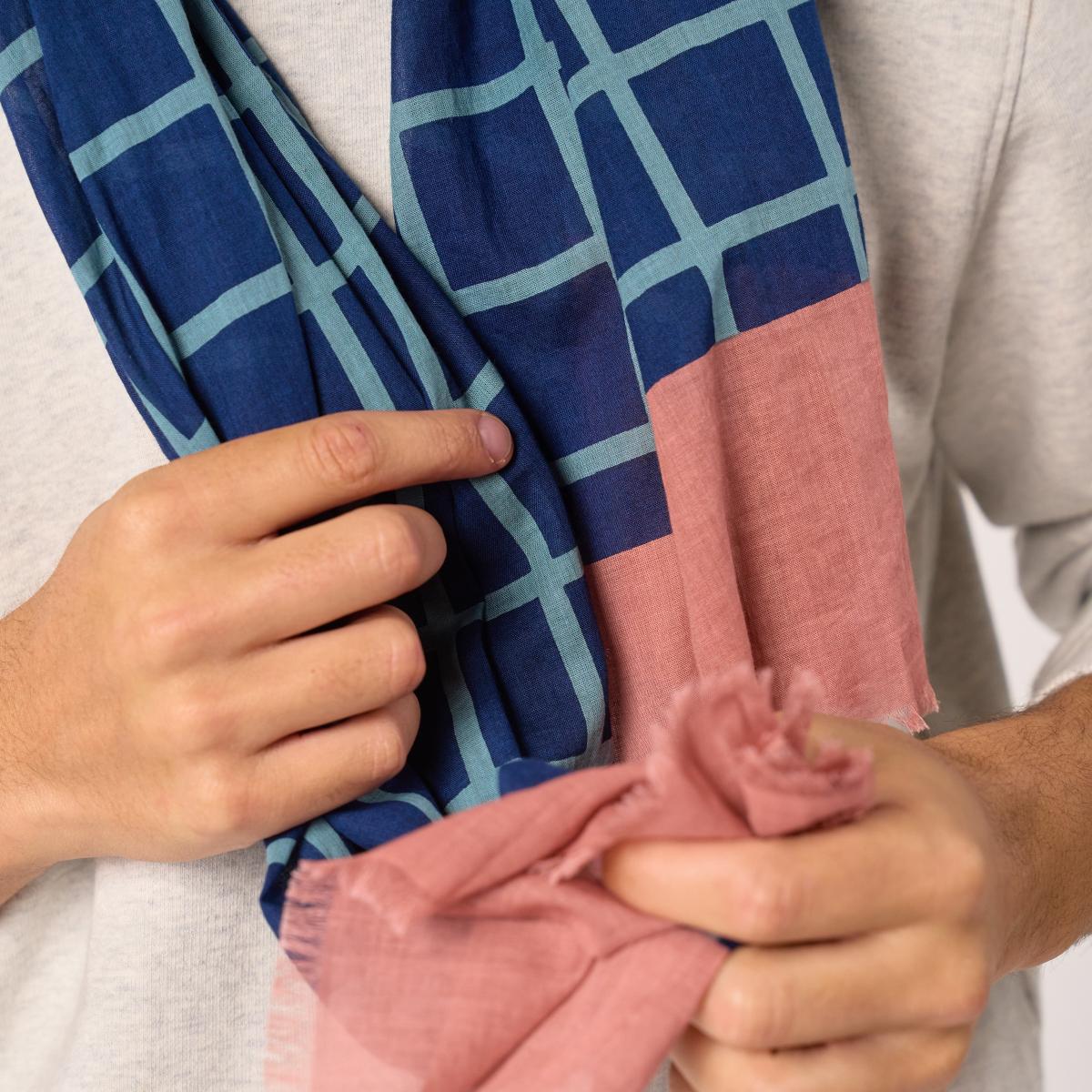 Foulard en coton bio - Bleu