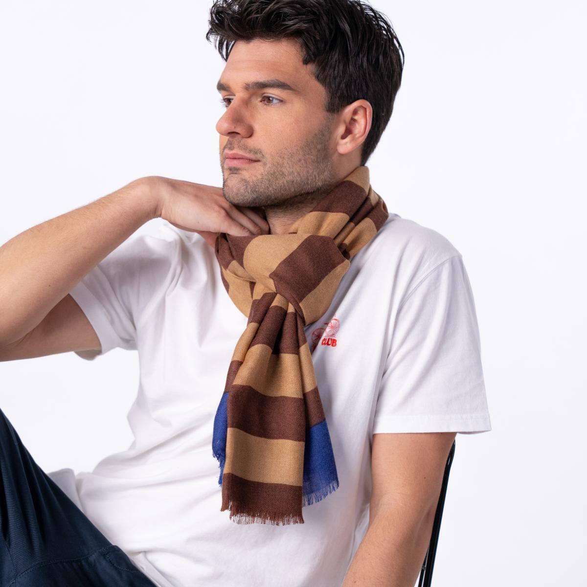 Foulard en laine - Marron et bleu