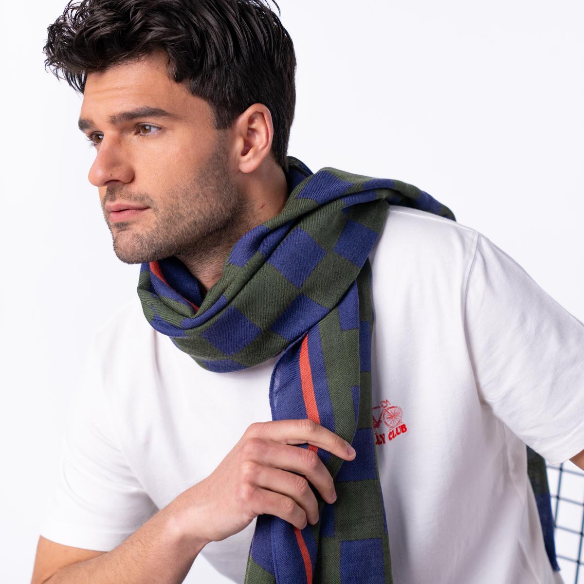 Wollen sjaal - Groen en blauw