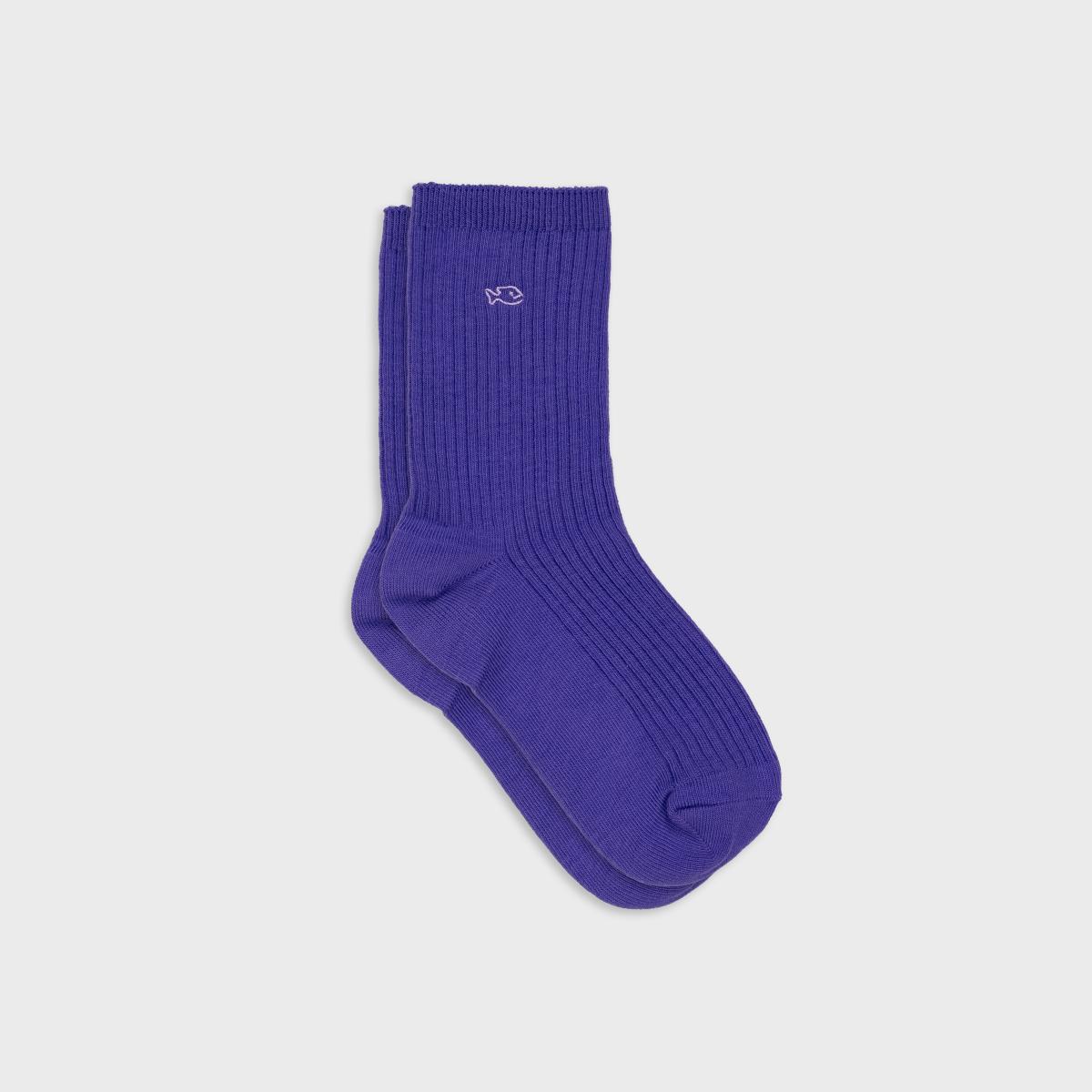 Chaussettes unies en coton peigné - Violet