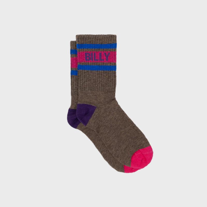 Chaussettes rétro en coton Tennis - Marron et rose
