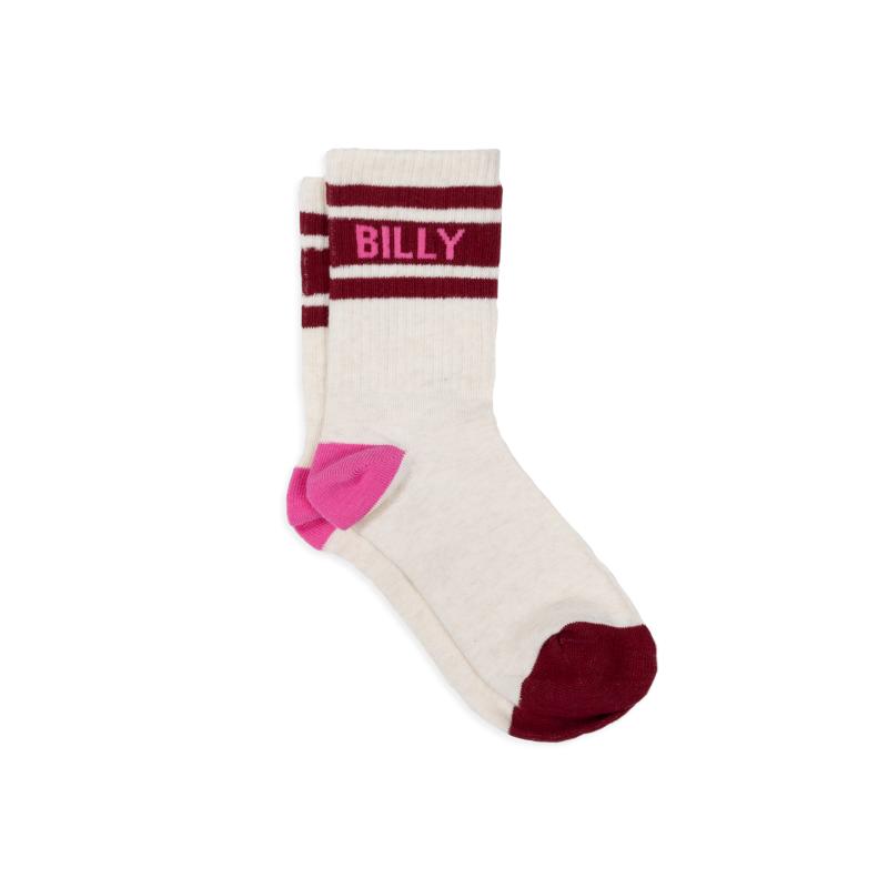 Chaussettes rétro en coton Tennis - Ecru et bordeaux - Beige
