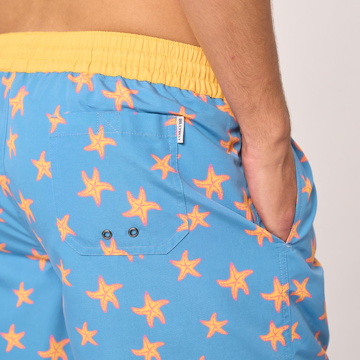 Zwemshort met print - Hemelsblauw en geel