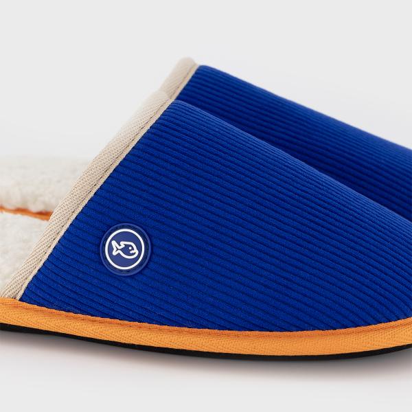 Chaussons en velours côtelé - Bleu électrique