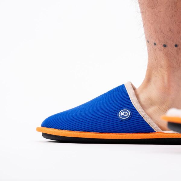 Chaussons en velours côtelé - Bleu électrique