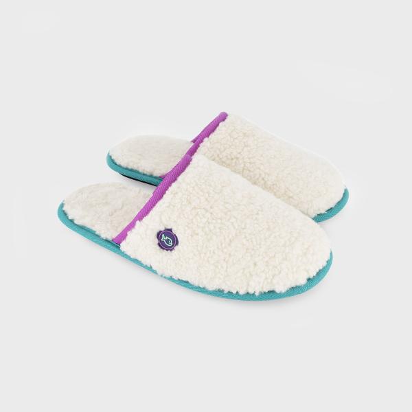 Sherpa pantoffels - Beige en paars