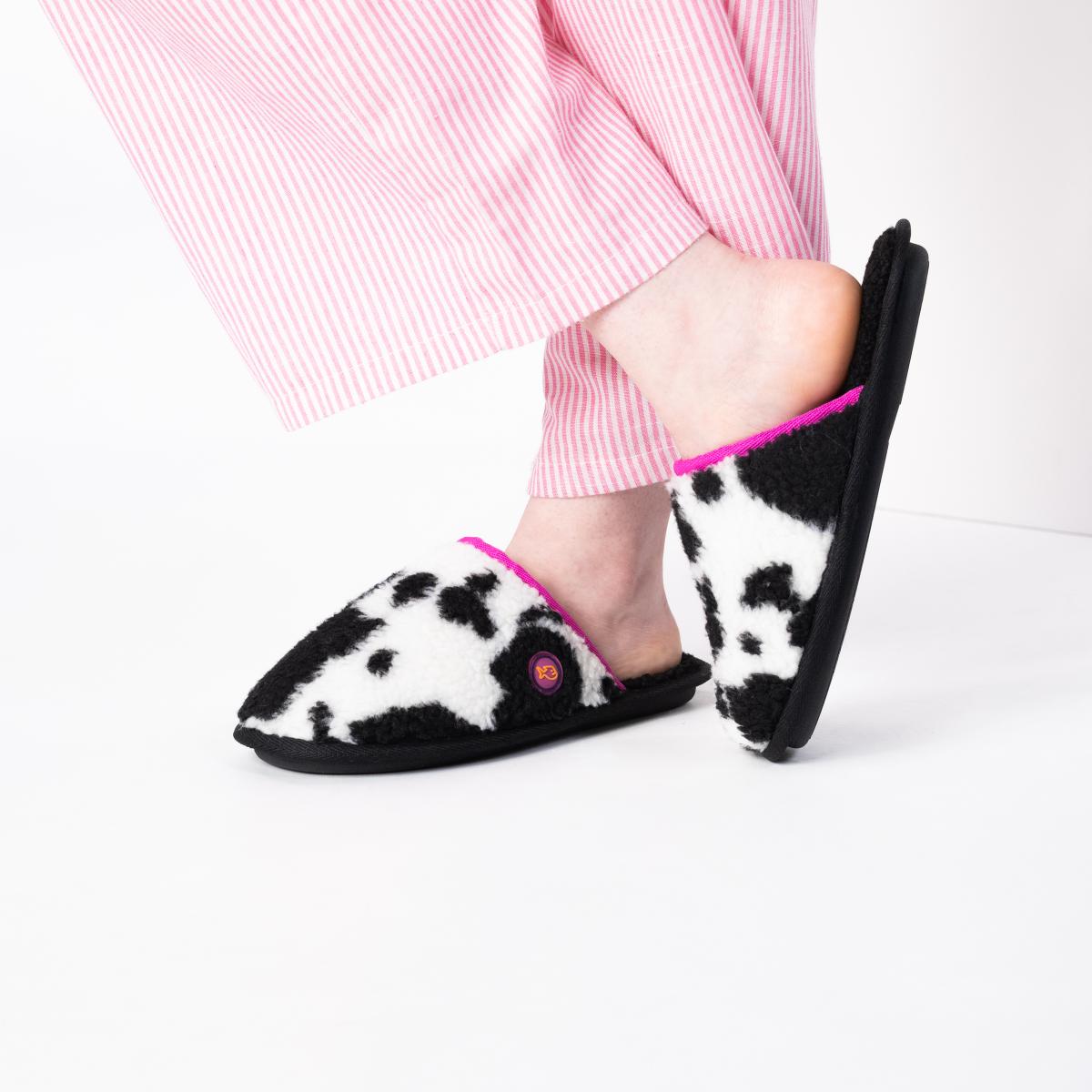 Sherpa pantoffels - Zwart en wit