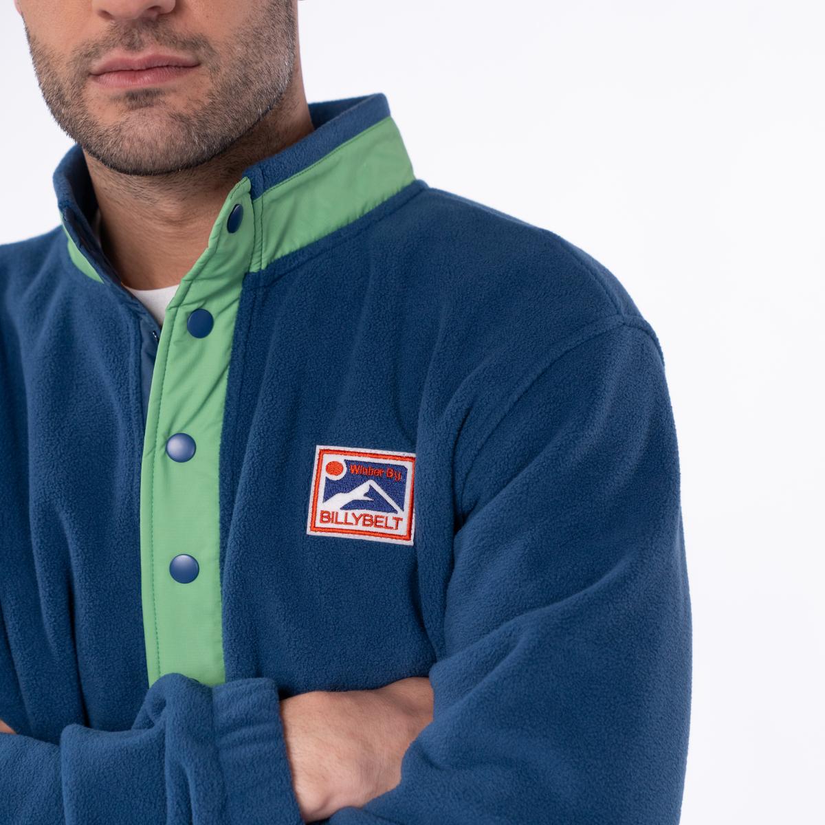 Sweat en polaire - Marine et vert - Bleu