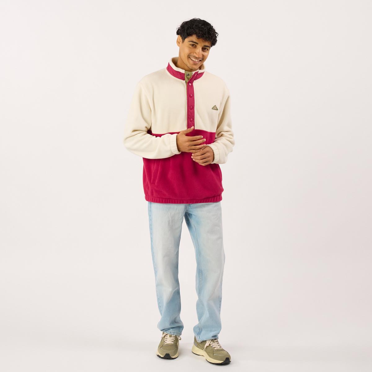 Sweat en polaire - Blanc et bordeaux