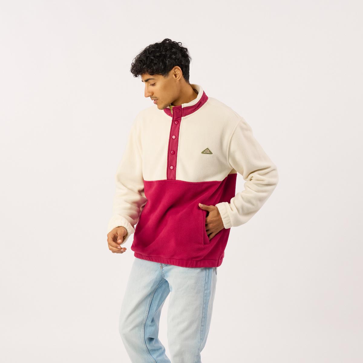 Sweat en polaire - Blanc et bordeaux