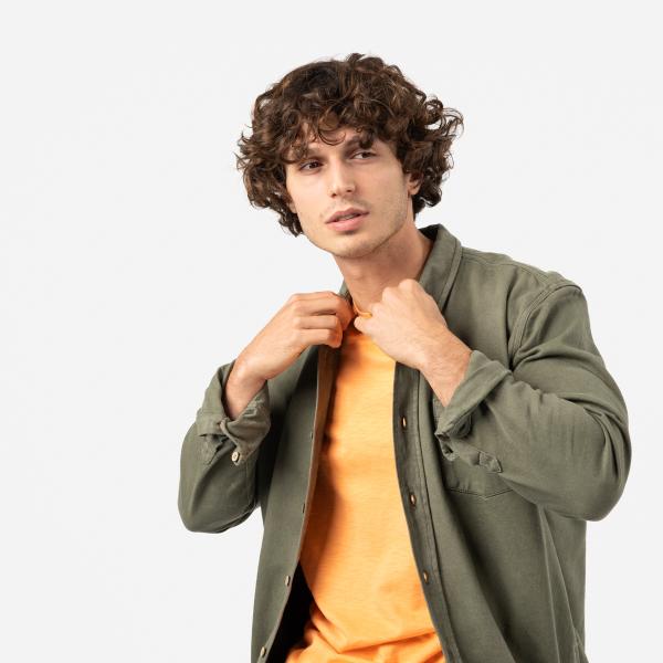 Denim overshirt - Kaki - Groen