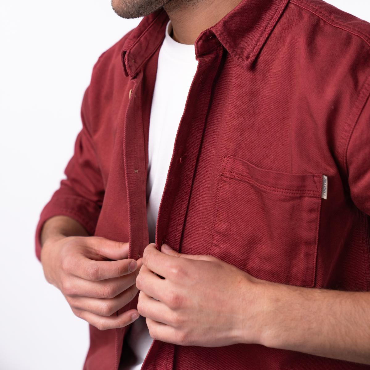 Surchemise en denim - Bordeaux - Rouge