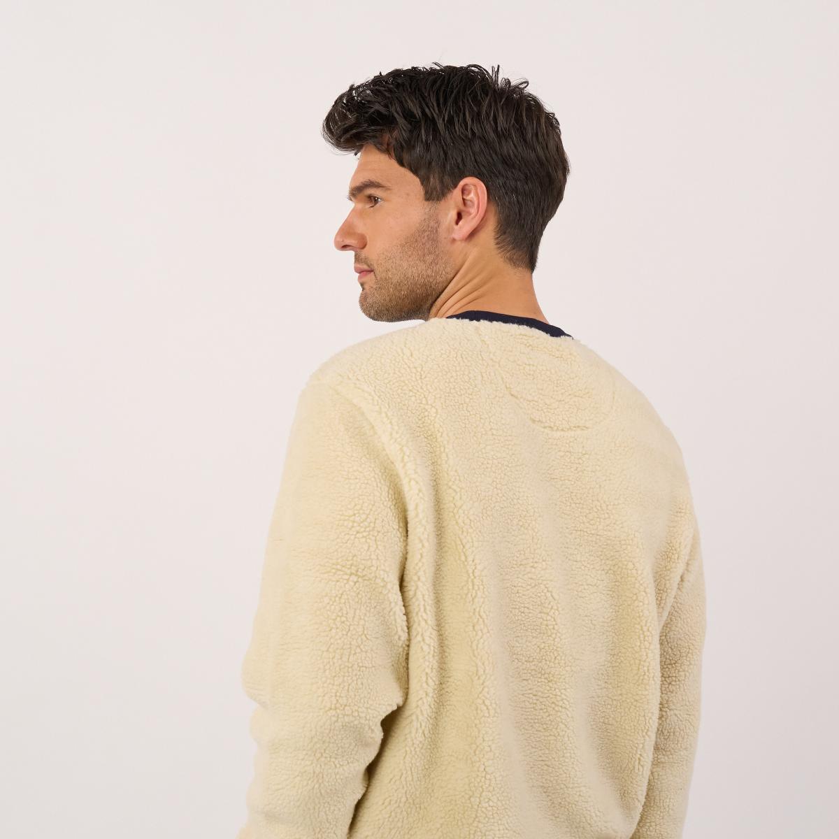 Pull en sherpa en col rond - Beige