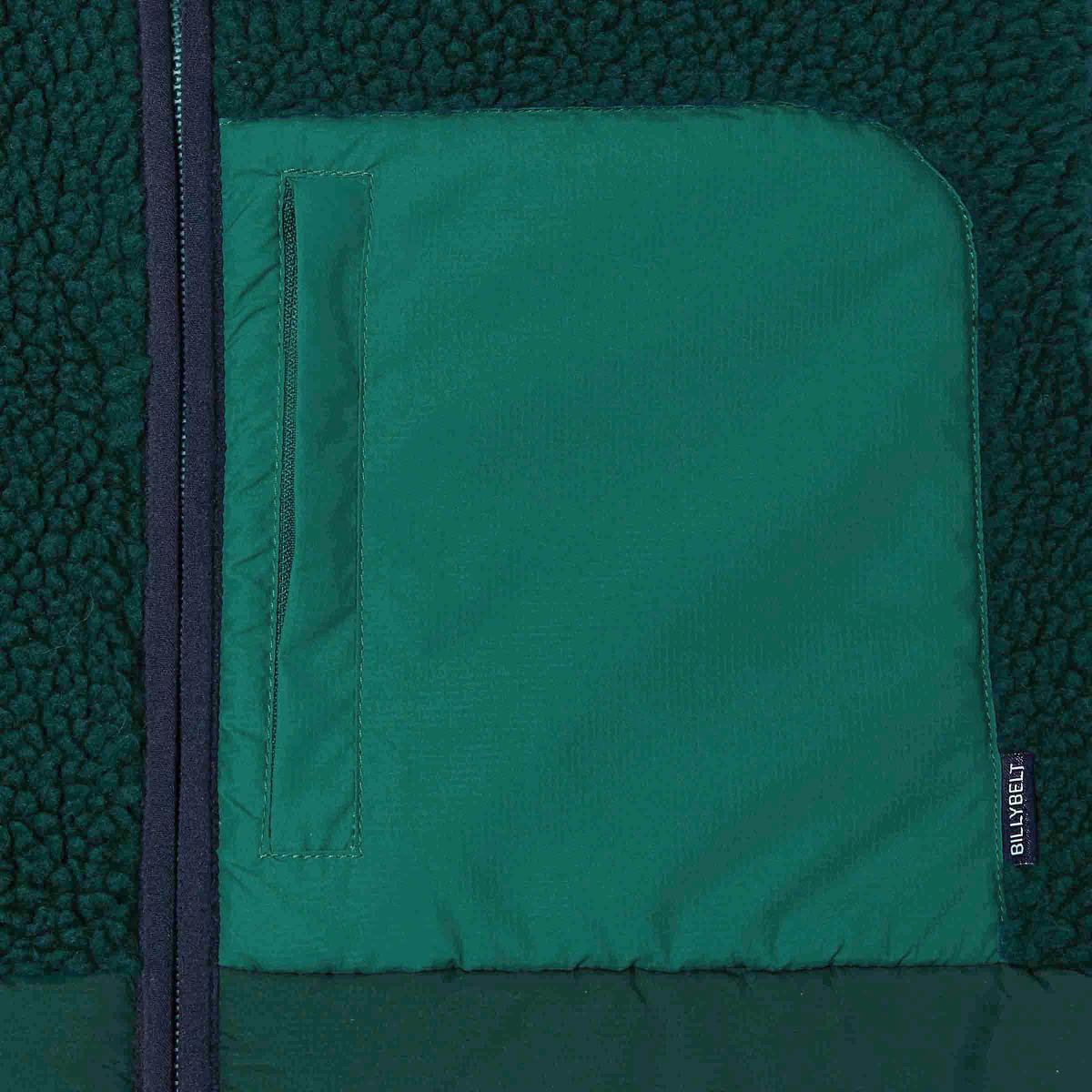 Mouwloze jas in twee materialen - Zwart en groen