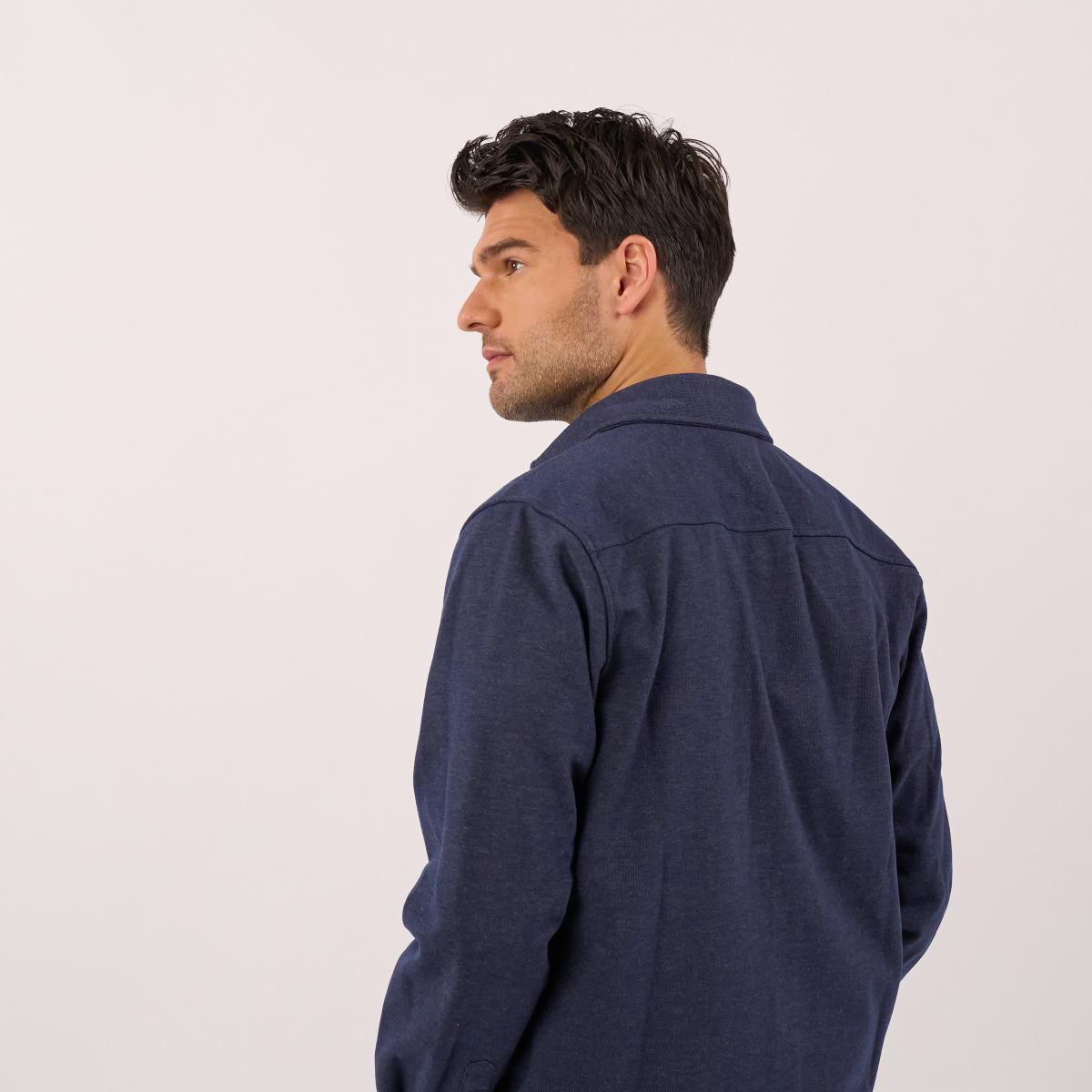 Kreukvrij gebreid overshirt - Marine - Blauw