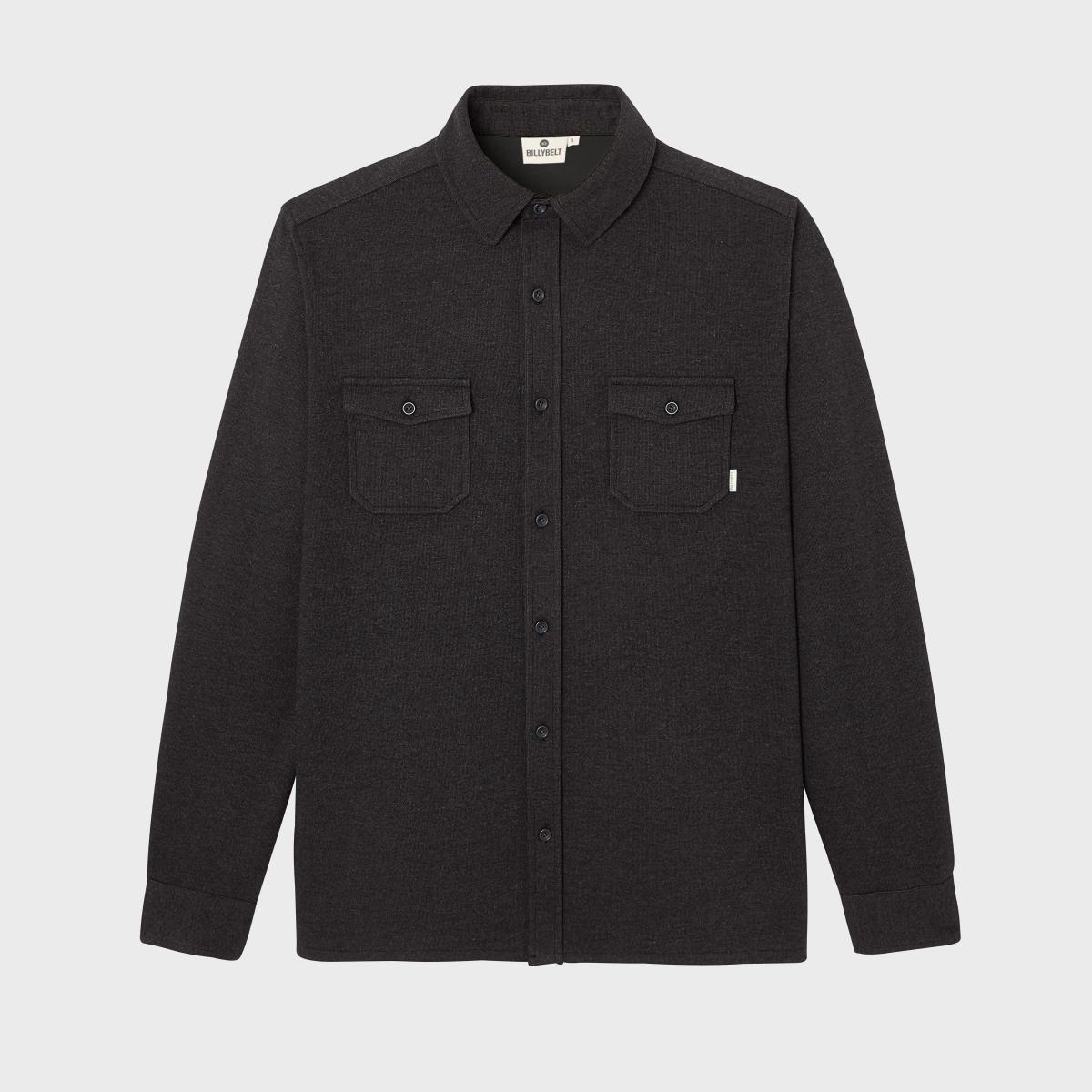 Kreukvrij gebreid overshirt - Zwart