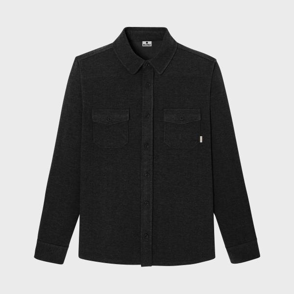 Kreukvrij gebreid overshirt - Zwart
