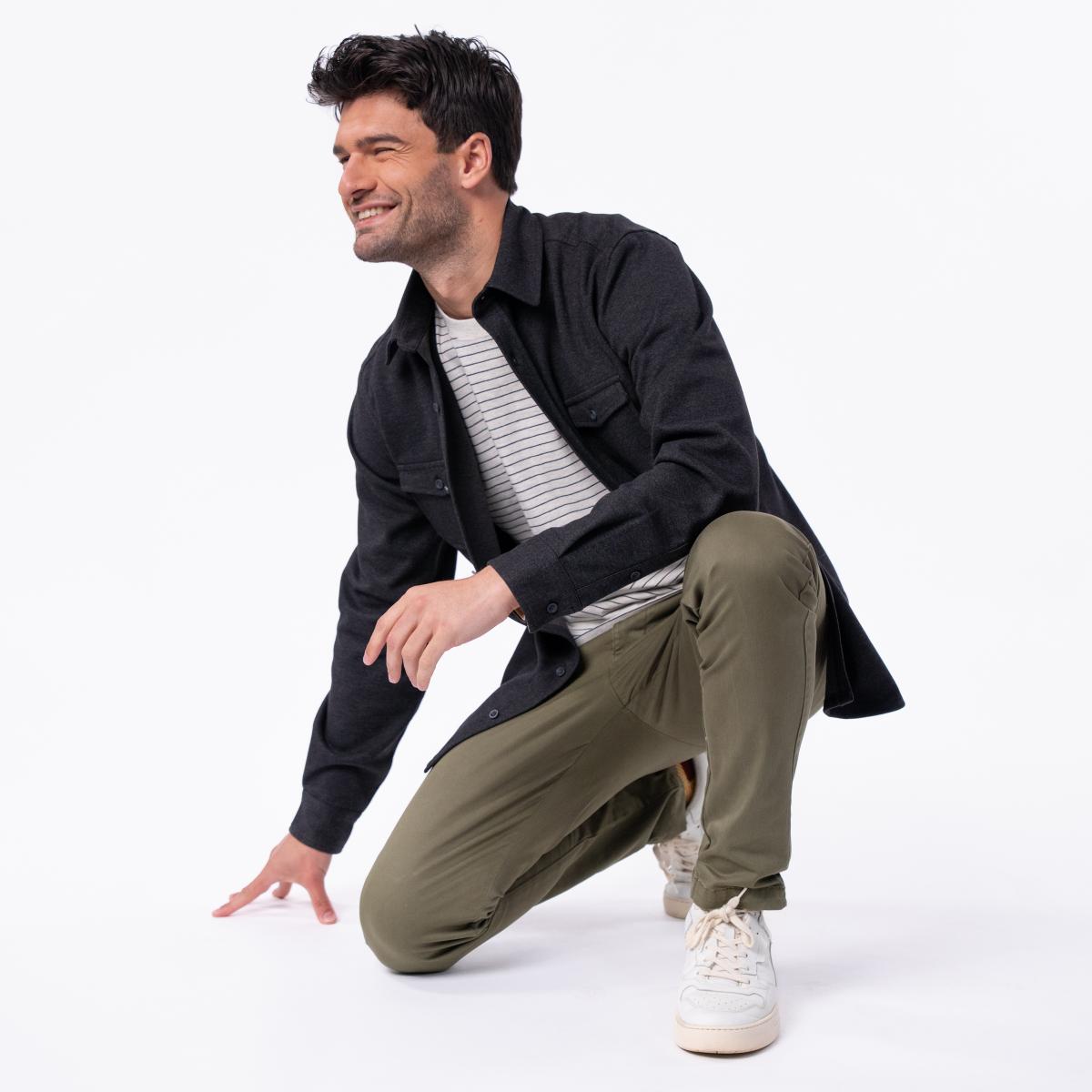 Kreukvrij gebreid overshirt - Zwart