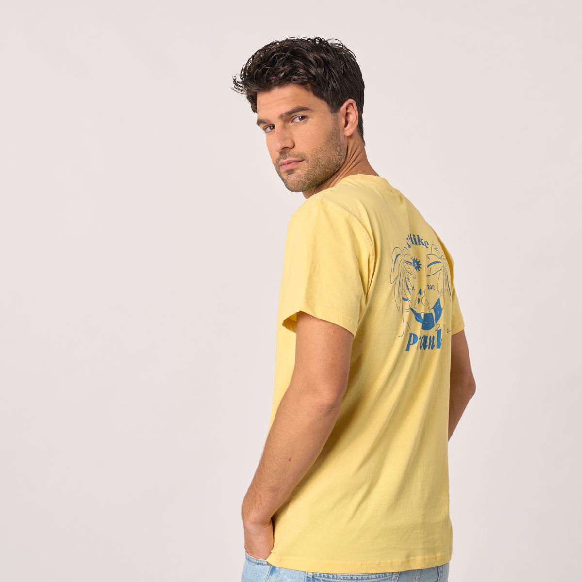 T-shirt en 100% coton bio BILLY - Jaune, imprimé Billy