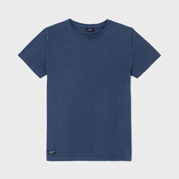T-shirt van 100% biologisch katoen garment dye - Marineblauw