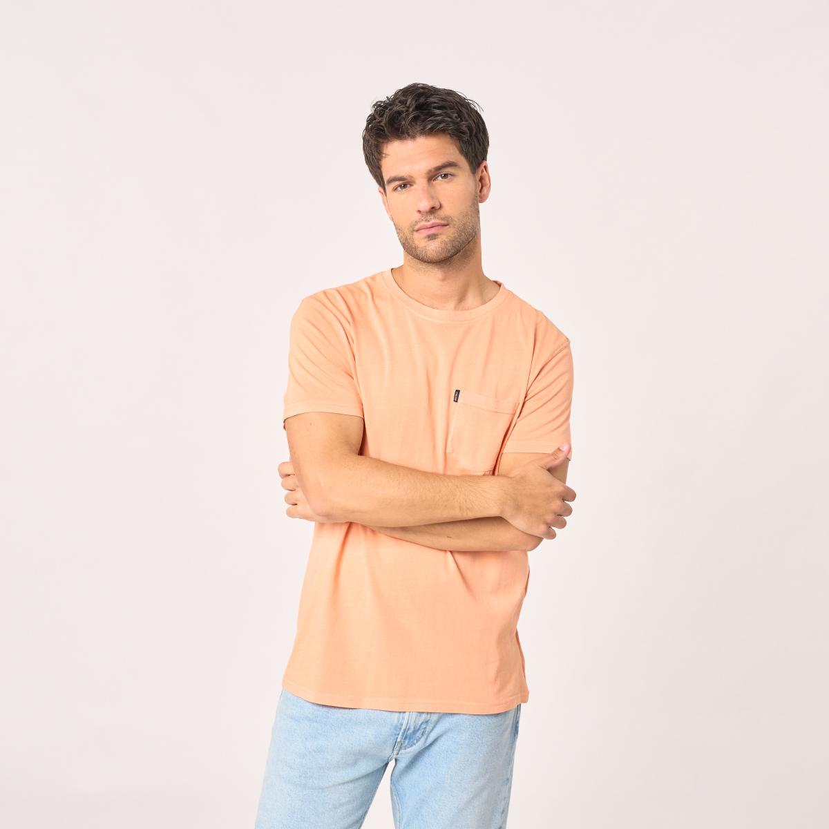 T-shirt en 100% coton bio garment dye - Orange