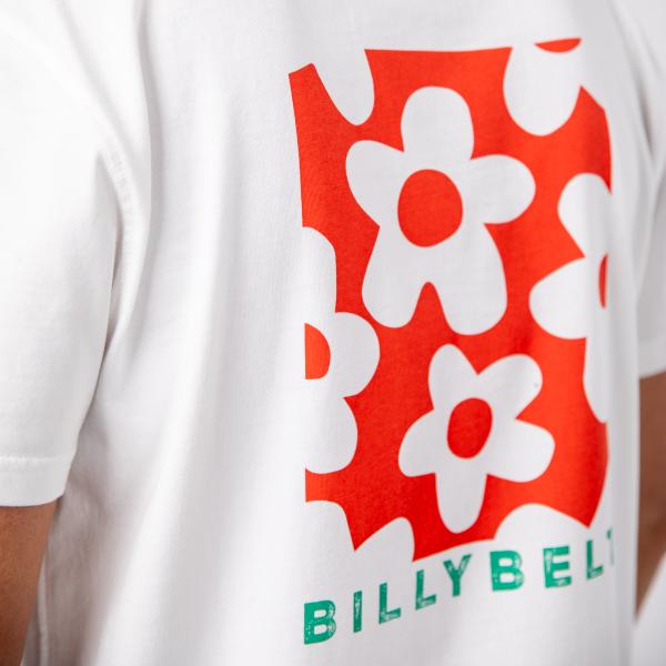 T-shirt en 100% coton bio vintage - Blanc, imprimé fleurs
