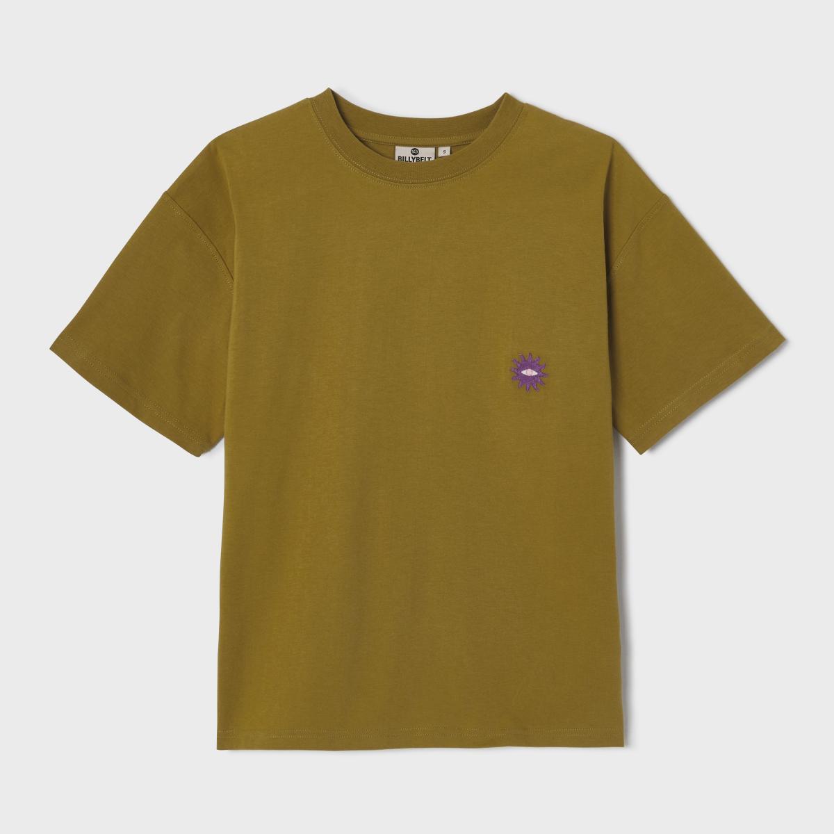 Dames-T-shirt van 100% biologisch katoen - Olijfgroen, zonneborduursel