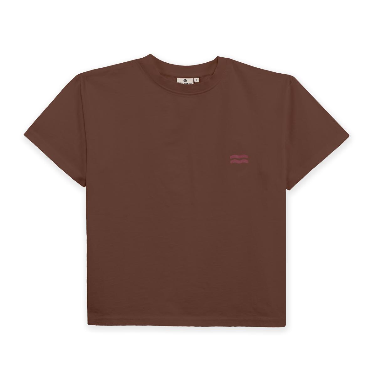 T-shirt femme en 100% coton bio - Marron, imprimé soleil