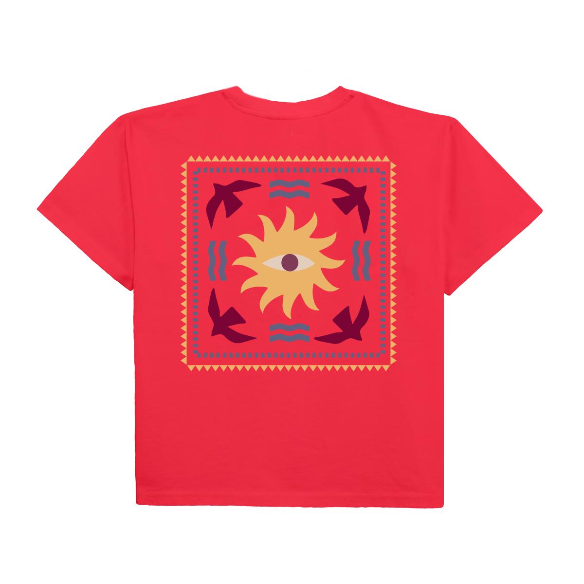 Dames-T-shirt van 100% biologisch katoen - Rood, zonneprint