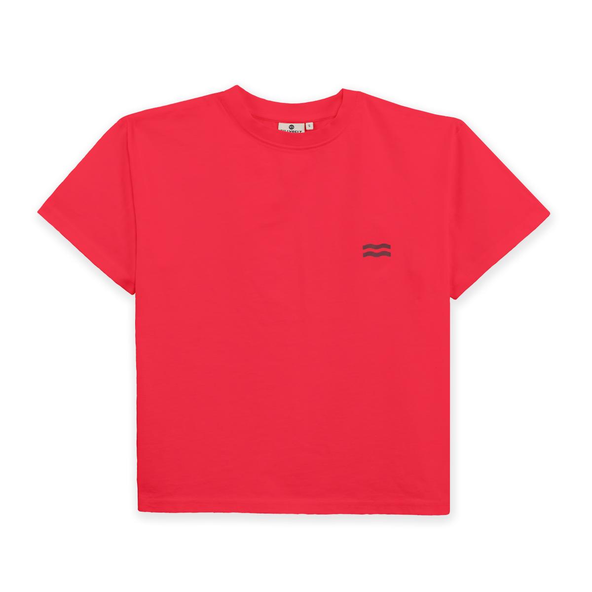 Dames-T-shirt van 100% biologisch katoen - Rood, zonneprint