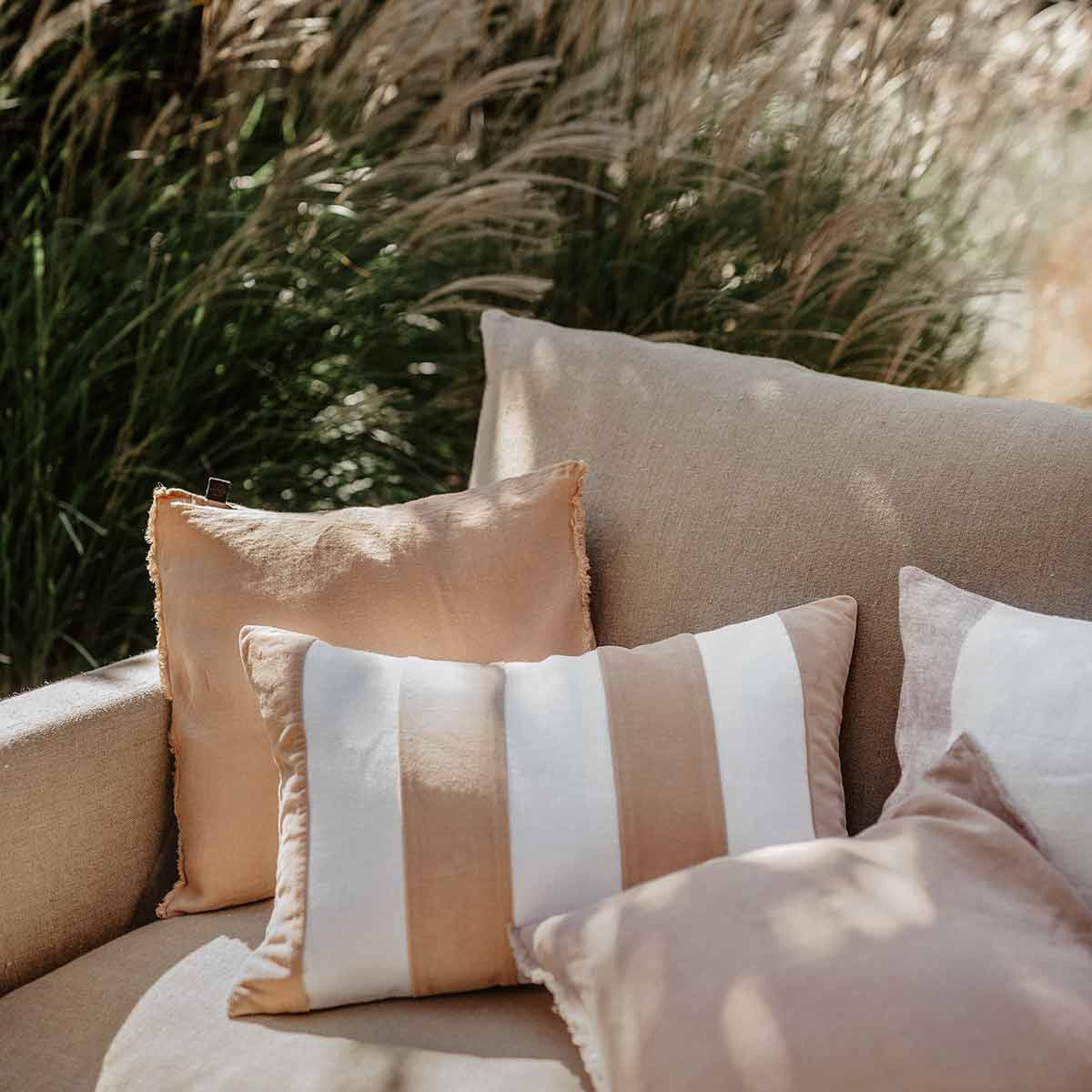 Kussensloop - Perth Rayé En Velours Et Lin - Cimarron