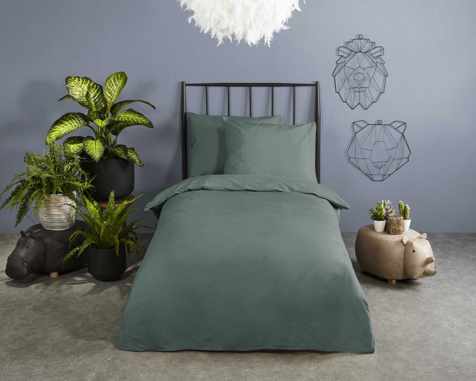 Good Morning - Dekbedovertrek - Uni - Olive Green