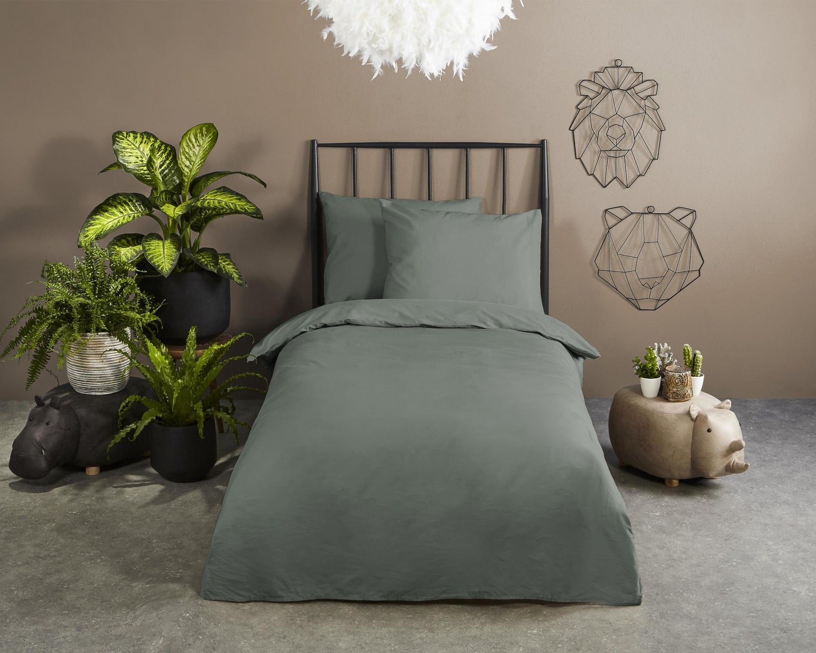 Hip - Dekbedovertrek - Uni - Olive Green