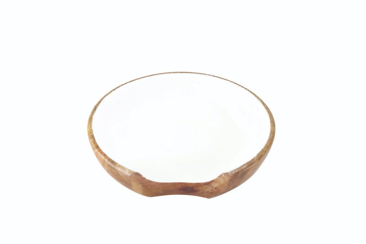 Mango Wood & White Enamel Spoon Rest