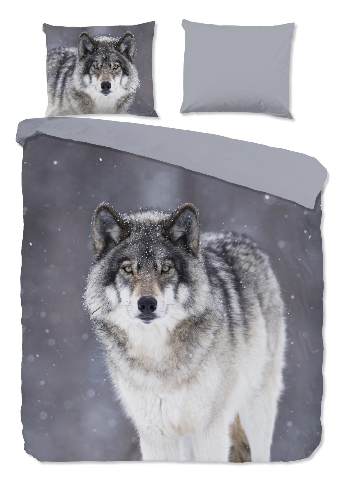 Good Morning - Dekbedovertrek - Wolfie - Grey